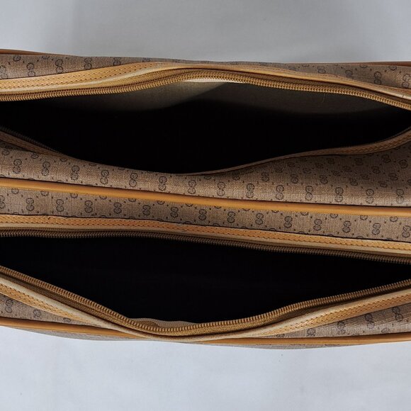 GUCCI Vintage GG Monogram Canvas Coated Weekender Travel Brown Crossbody BAG - Picture 11 of 13